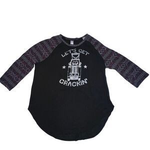 No Boundaries Shirt Womens XL Raglan T Shirt Christmas Holiday Nutcracker Top